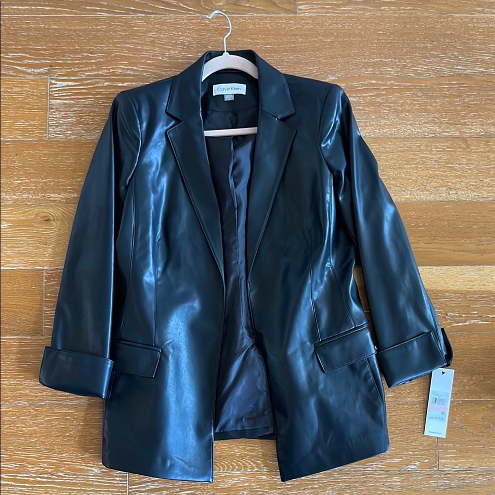 Calvin Klein Faux Leather Blazer